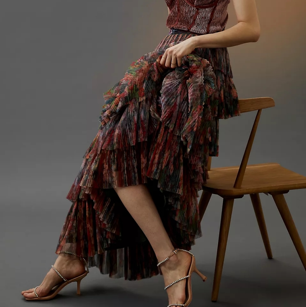 NWT Hutch Pleated Tiered Maxi Skirt from Anthropologie Size M